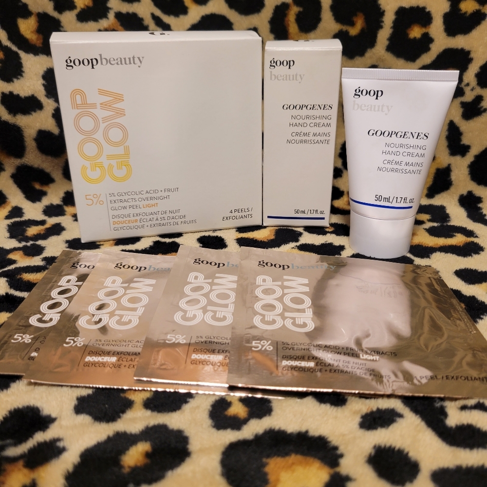 GOOP! 5% Glycolic Overnight Glow Peels 4 + GoopGenes Nourishing Hand Cream 1.7oz
